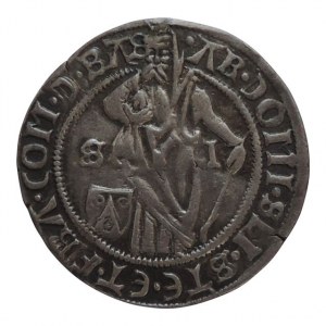 Šlik Štěpán 1519-1526, 1/4 tolar b.l. Jáchymov, Polívka 140, Chaurova sb.176, Pavlíček-Schön 17, Nechanický-Vorel 4/1, nep.st., pěkná patina, 7,076 R