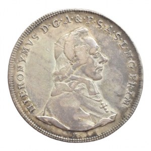 Salzburg arcibiskupství, Hieronym Colloredo 1772-1803, tolar 1783 M, Zötl 3219, nep.hr., dr.škr., patina