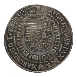 Matyáš II. 1611-1619, tolar 1610 Vídeň, titl. DESIG IN REGEM BOHE, dr.dvojráz na rubu 28,536g