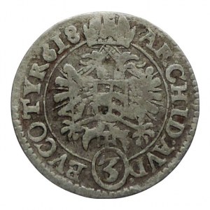 Matyáš II. 1611-1619, 3 krejcar 1618 Vídeň-Jessinski, ned.