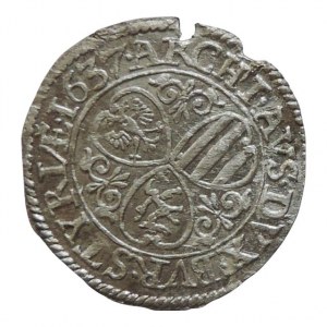 Ferdinand II. 1619-1637, 3 krejcar 1637 Graz, dr.vyl.okr.