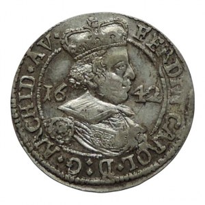 Tyroly, arc. Ferdinand Karel 1632-1662, 3 krejcar 1642 Hall, nep.ned., nep.škr.