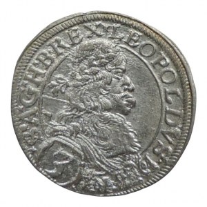 Leopold I. 1657-1705, 3 krejcar 1669 Vídeň-Faber, nad hlavou kosočtverec