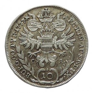 Marie Terezie 1740-1780, 10 krejcar 1777 C-A Vídeň-Cronberg+Klemmer