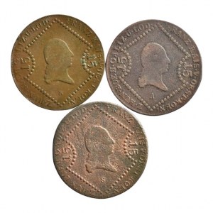 František II. 1792-1835, Cu 15 krejcar 1807 A, B, S, 3 ks