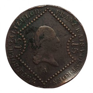František II. 1792-1835, Cu 15 krejcar 1807 A, zkřivený okraj, hr., úhozy