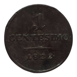 František II. 1792-1835, Cu 1 centesimo 1822 V, dr.hr., zvlněný