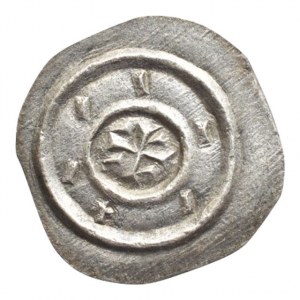 Štěpán II. 1116-1131, denár Unger 39, Huszár 84, sigle: jeden klín vedle křížku