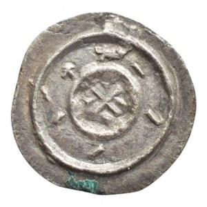 Štěpán II. 1116-1131, denár Unger 39, Huszár 84, sigle: po dvou kuličkách po stranách křížku