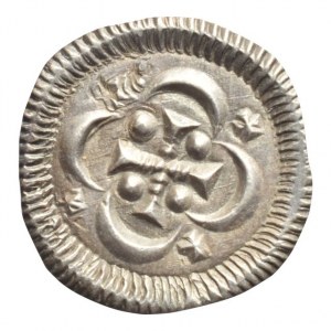 Štěpán II. 1116-1131, denár Unger 39, Huszár 84, sigle: kulička po straně křížku?