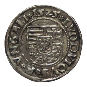 Ludvík Jagellonský 1516-1526, denár 1525 KB