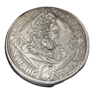 Leopold I. 1657-1705, 1/4 tolar 1695, spona se špendlíkem