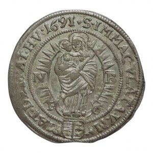 Leopold I. 1657-1705, VI krejcar 1691 NB kraj.stř., patina RR