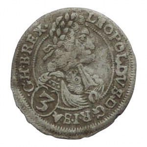 Leopold I. 1657-1705, 3 krejcar 1697 CH Bratislava-Hunger