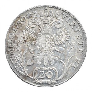 Josef II. 1780-1790, 20 krejcar 1780 B/SK-PD, dr.škr.