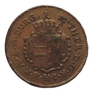 Josef II. 1780-1790, Cu 1/2 krejcar 1772 G patina