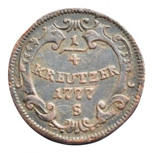 Josef II. 1780-1790, Cu 1/4 krejcar 1777 S, dr.škr., dr.hr.