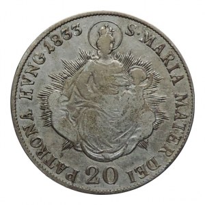 František II. 1792-1835, 20 krejcar 1833 B Madona, vady kovu