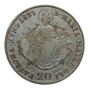 František II. 1792-1835, 20 krejcar 1833 B Madona, vady kovu