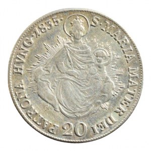 František II. 1792-1835, 20 krejcar 1835 B, madona, vlas. škr.