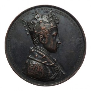 Ferdinand V. 1835-1848, AE medaile 1836 na českou korunovaci 46mm/76,820g, sign. Boehm, patina