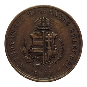 FJI 1848-1916, Cu 21mm, korunovační žeton na uherskou korunovaci 1867
