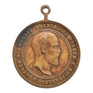 FJI 1848-1916, Rudolf Franz Karl Josef - rakouský korunní princ, úmrtní medaile 1889, pův ouško