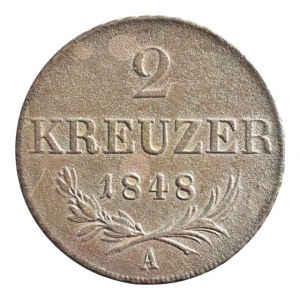 Revoluce 1848-1849, 2 krejcar 1848 A, tmavá patina