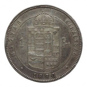 FJI 1848-1916, zlatník 1880 KB, hrana + zásek na hraně, st. po vsazení