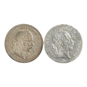 FJI 1848-1916, 10 krejcar 1868 b.z., 1869 KB, patina, 2 ks