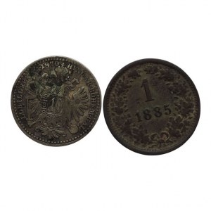 FJI 1848-1916, 10 krejcar 1870 b.zn. + 1 krejcar 1885 b.zn. 2ks