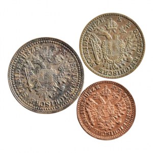 FJI 1848-1916, 1 krejcar 1851 A, 1/2 kr. 1851 A, 1/4 krejcar 1851 A, 3 ks