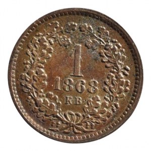 FJI 1848-1916, 1 krejcar 1868 KB, patina