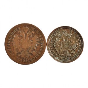 FJI 1848-1916, 1 krejcar 1881 b.z., 5/10 krejcar 1885, 2 ks