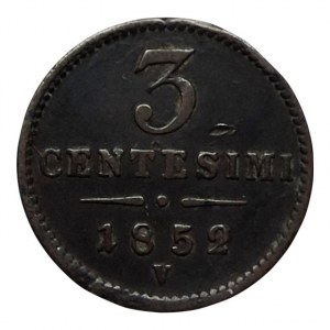 FJI 1848-1916, 3 centesimi 1852 V, dr.hr.