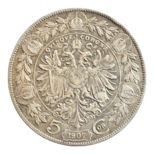 FJI 1848-1916, 5 kor. 1907 b.z., dr.škr.dr.hr.