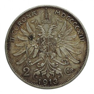FJI 1848-1916, 2 kor. 1913 b.zn., patina