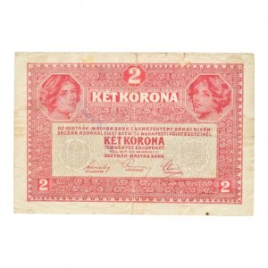 Rakousko-Uhersko, 2 K 1917, série 7327 018628, chybotisk GENENAL, podepsaná