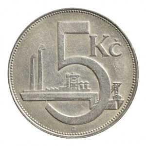 ČSR 1918-1939, 5 Kč 1925, nep.rysky
