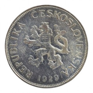 ČSR 1918-1939, 5 Kč 1929, dr.škr., nep.hr.