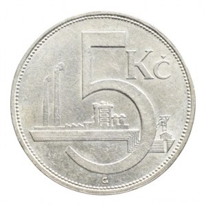ČSR 1918-1939, 5 Kč 1930, vlas.škr.