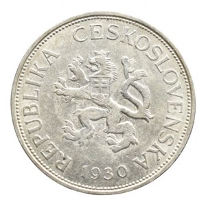ČSR 1918-1939, 5 Kč 1930, vlas.škr.