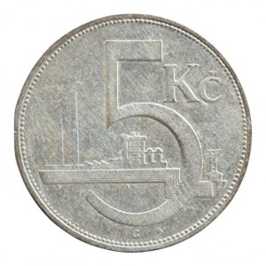 ČSR 1918-1939, 5 Kč 1932, dr.škr. , R