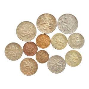 ČSR 1918-1939, 1 Kč 1929, 30, 37, 50 hal. 1921, 22, 31, 20 hal. 1926, 27, 28, 10 hal. 1932, 1938, 5 hal. 1931, 12 ks