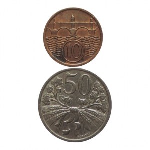 ČSR 1918-1939, 50 hal. 1931 + 10 hal. 1925 2ks