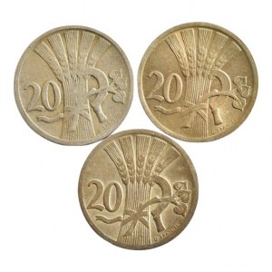 ČSR 1918-1939, 20 hal. 1928, 1931, 1938, 3 ks