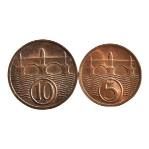 ČSR 1918-1939, 10 hal. 1938, 5 hal. 1938, sbírkové, 2 ks