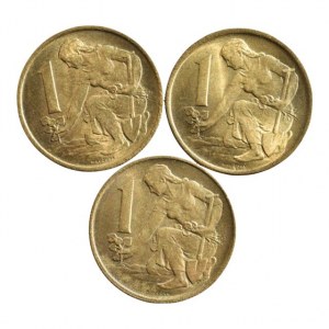 ČSR 1945-1992, 1 Kč 1976, 1977, 1980, 3 ks