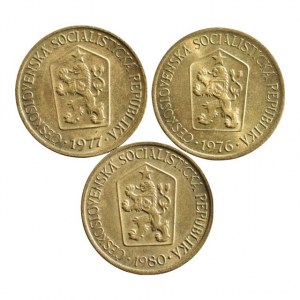 ČSR 1945-1992, 1 Kč 1976, 1977, 1980, 3 ks