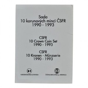 Sada 10 korunových mincí ČSFR 1990-1993 (TGM 1990,93, Štefánik 1991,93, Rašín 1992) vydala Národná banka Slovenska v orig.plastové krabičce s popisy na obalu